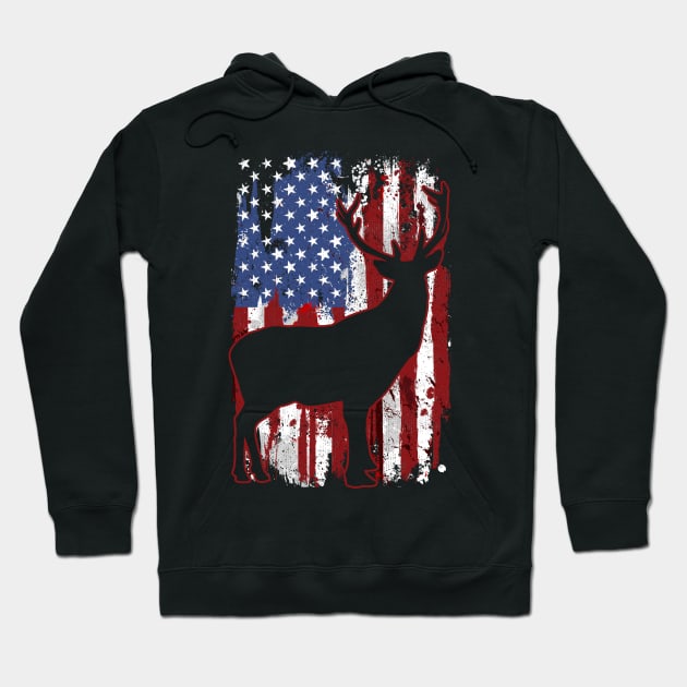 Deer USA Flag Deer Hunting Hoodie by KAWAIITEE